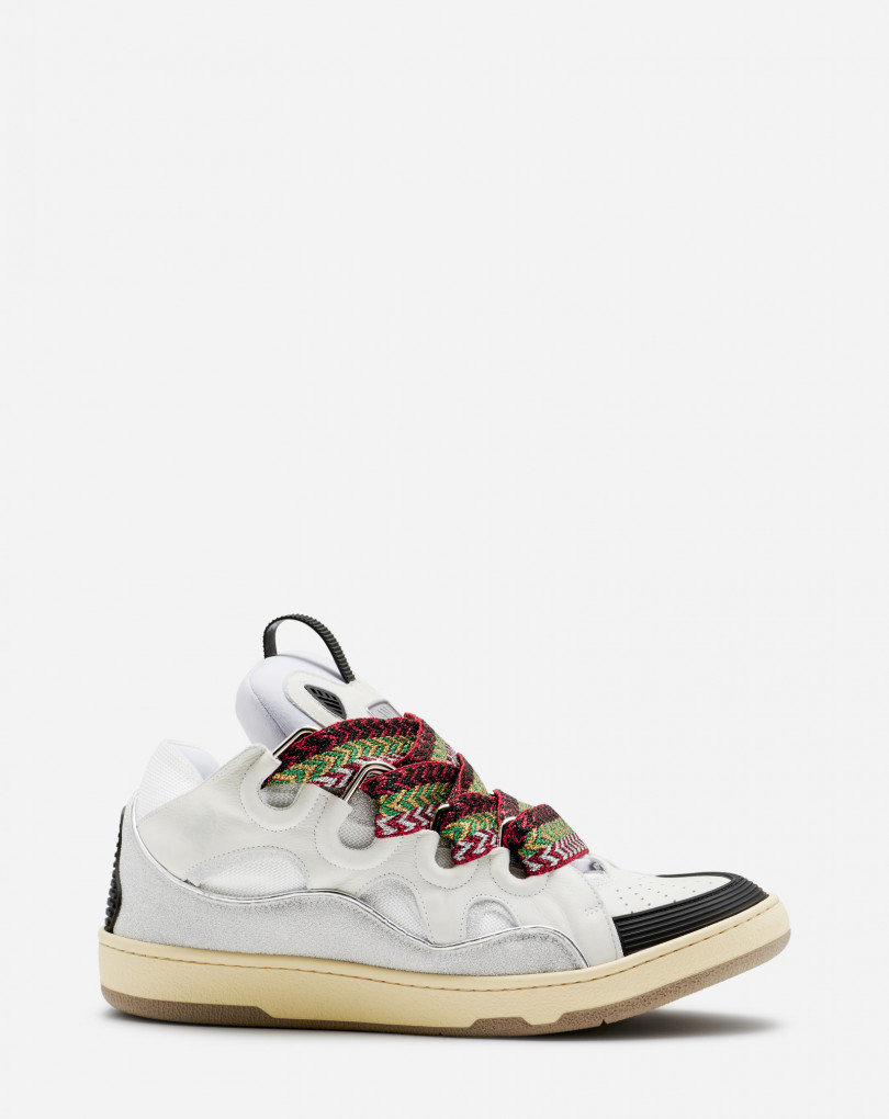 SNEAKERS CURB EN CUIR ET MATIÈRES TECHNIQUES GLITTER