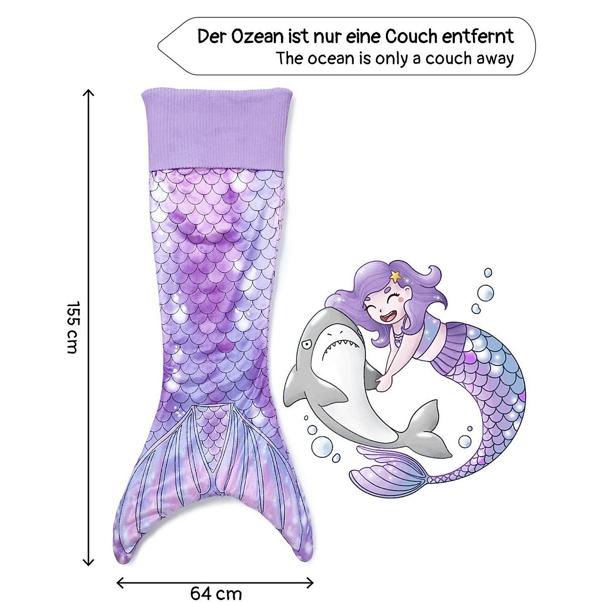 Meerjungfrau Aqua Kuschel-Decke, Couch-Decke, Schlafsack, lila