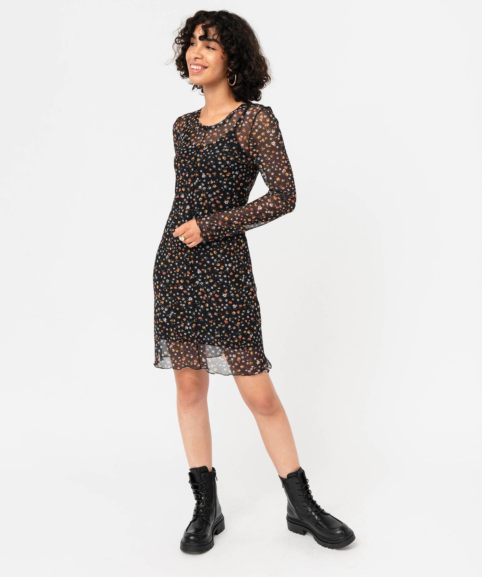 Robe en voile à motifs fleuris femme imprime | GEMO