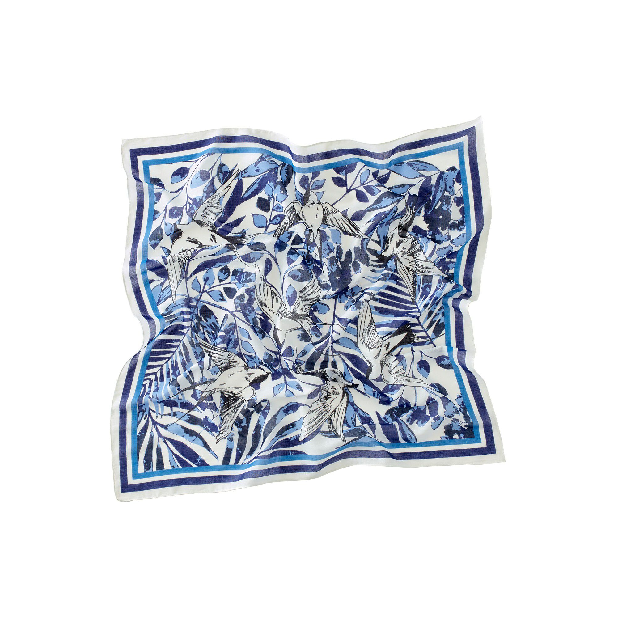 Foulard imprimé hirondelles, voile de coton