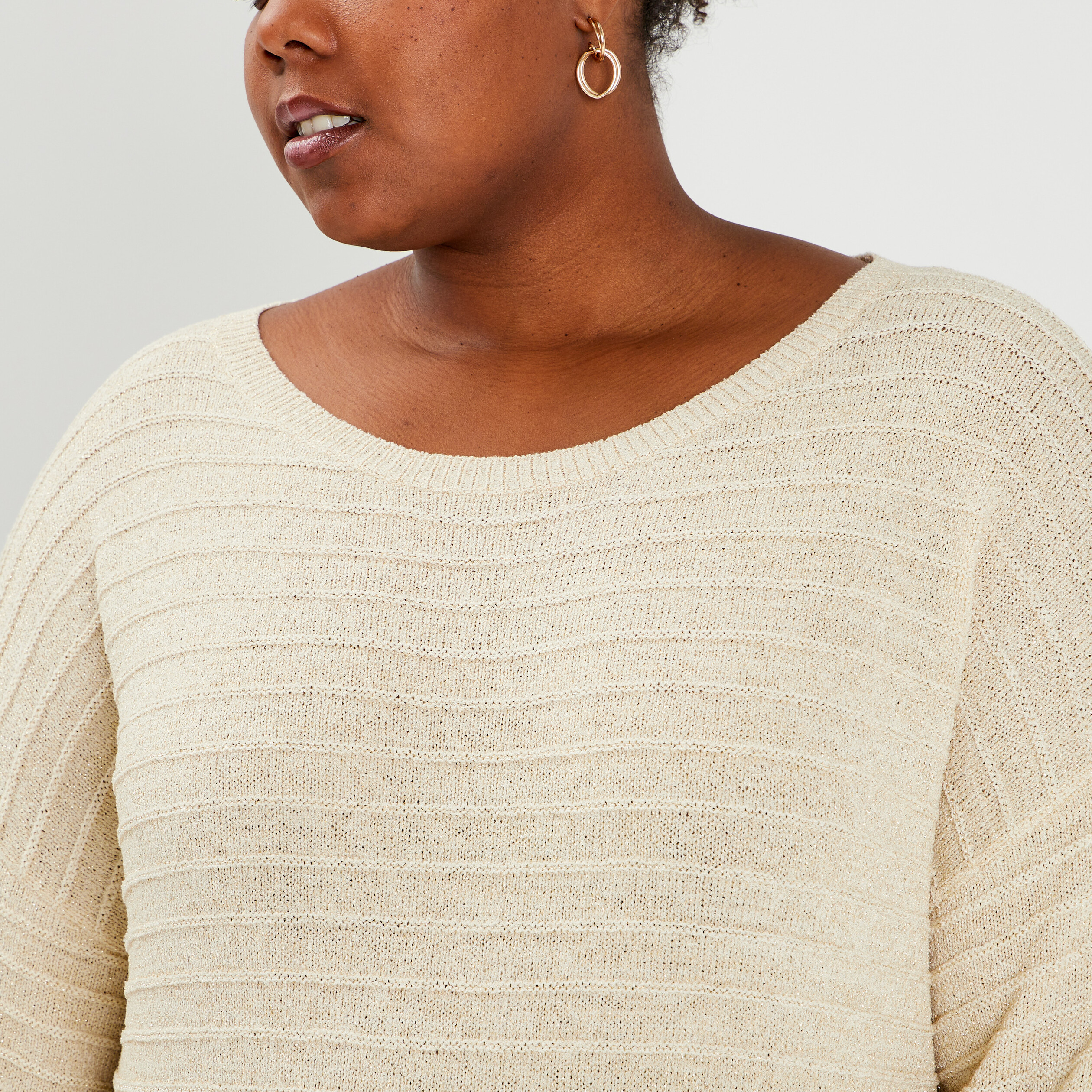 Pull col rond ivoire femme grande taille | La Halle