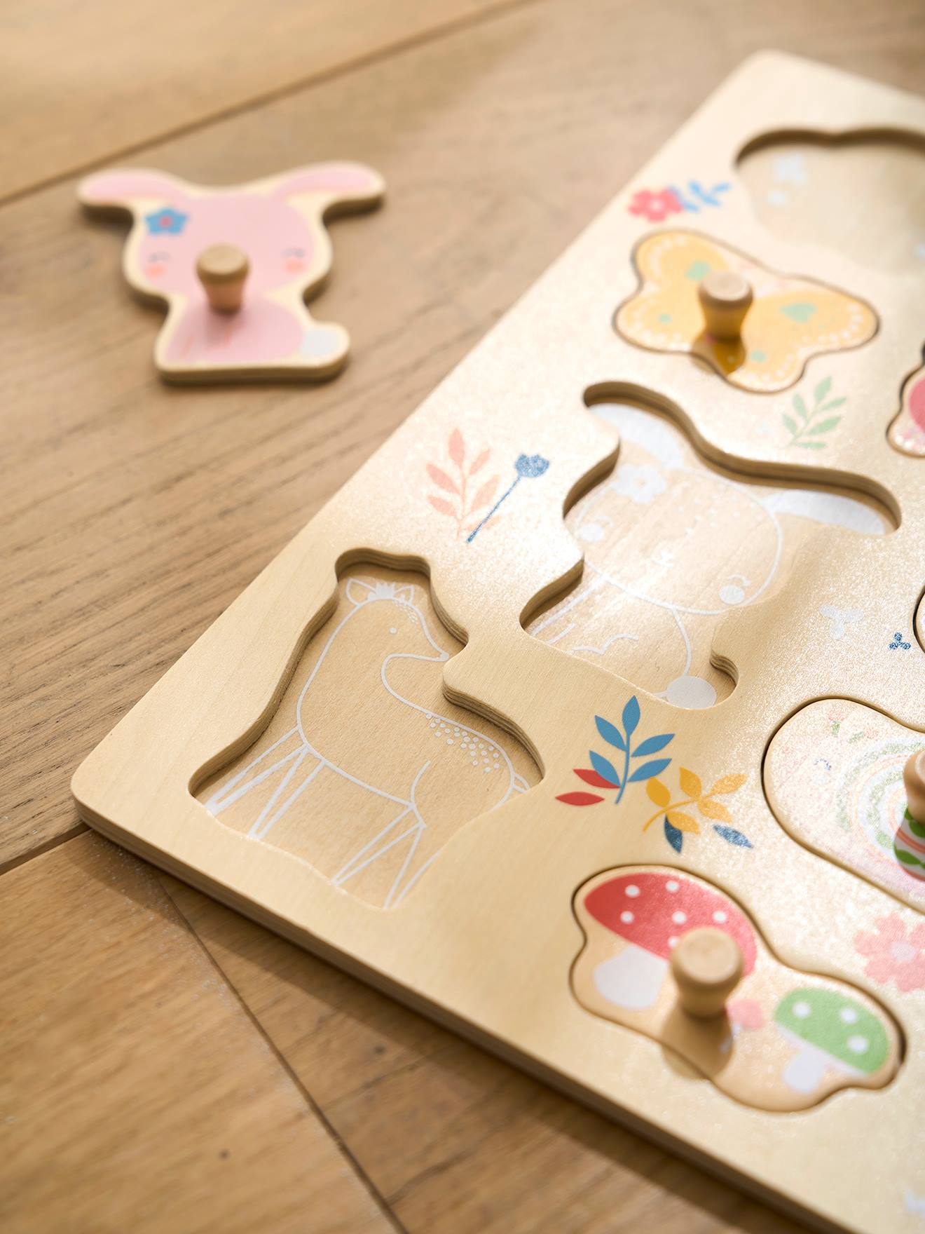 Vertbaudet Baby Steckpuzzle MÄRCHENWALD aus Holz FSC - rosa