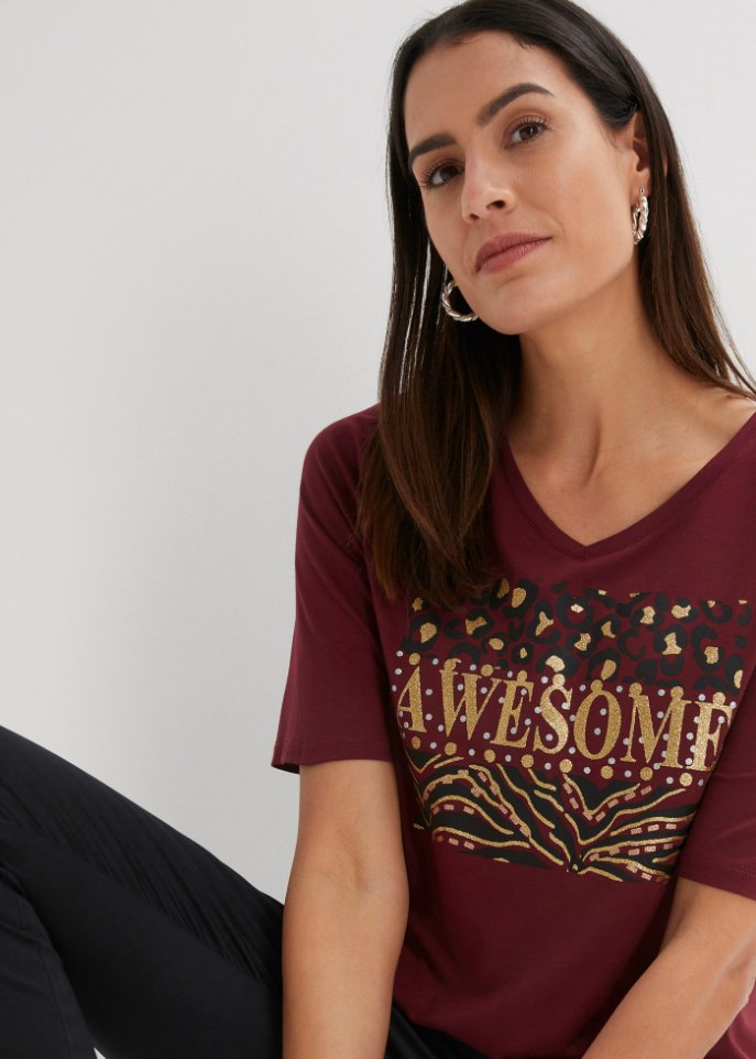 T-Shirt mit Glitzerprint
