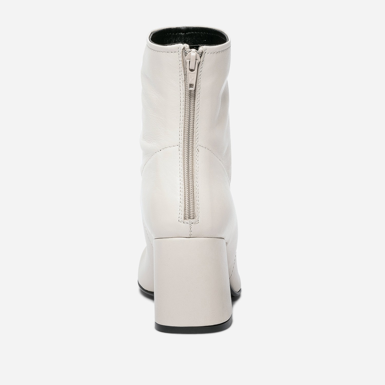 Boots blanc cuir à talon carré