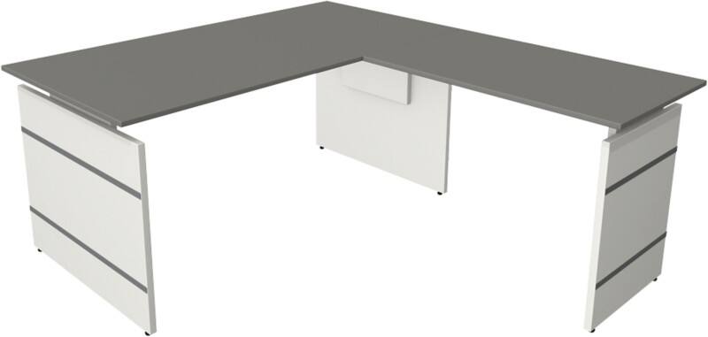 Kerkmann 11464812 Form 4 Höhenverstellbar Sitz-Stehschreibtisch L-förmig Weiß 1.600 x 1.800 x 760 mm