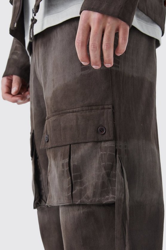Twill Batik Cargo-Hose mit geradem Bein