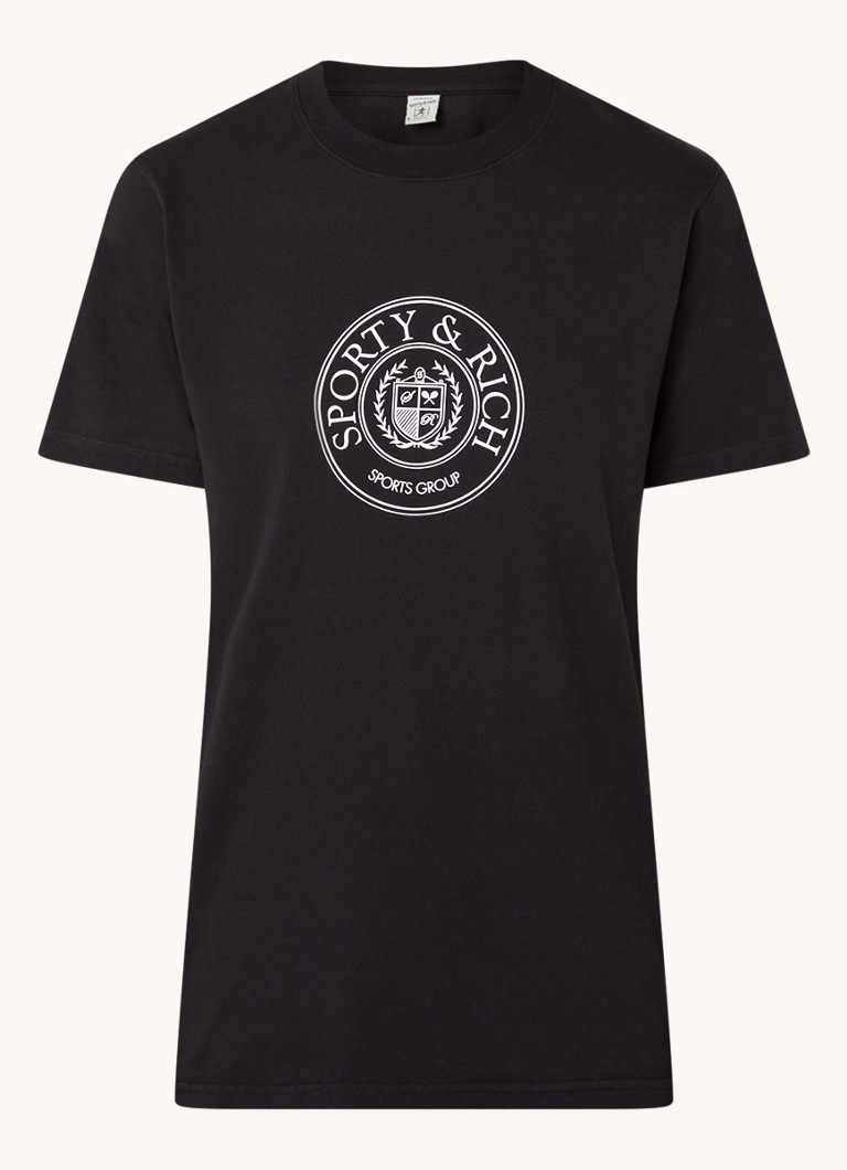 Sporttinen ja rikas Connecticut Crest -t-paita logopainatuksella