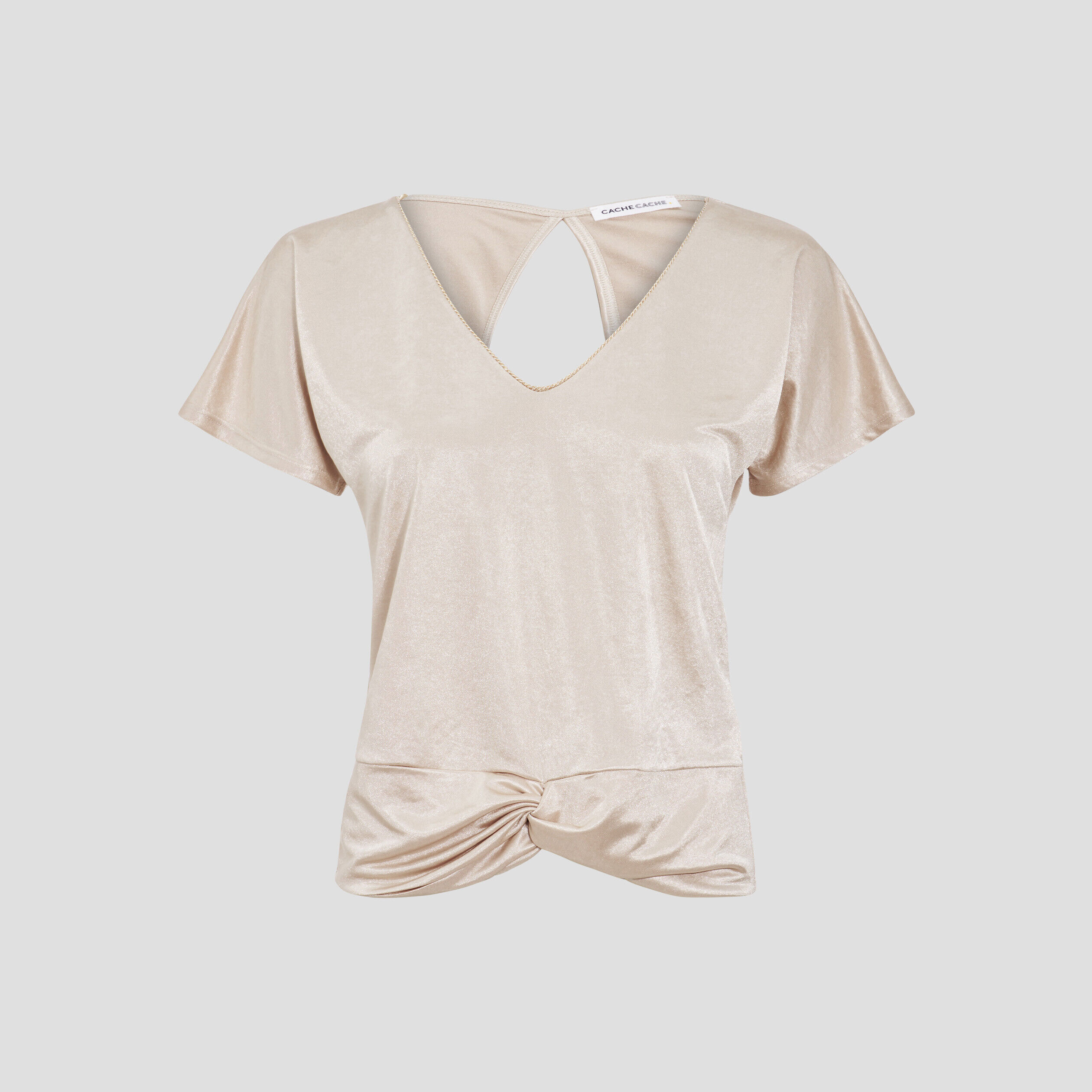 T-shirt manches courtes satiné couleur or femme | Cache Cache