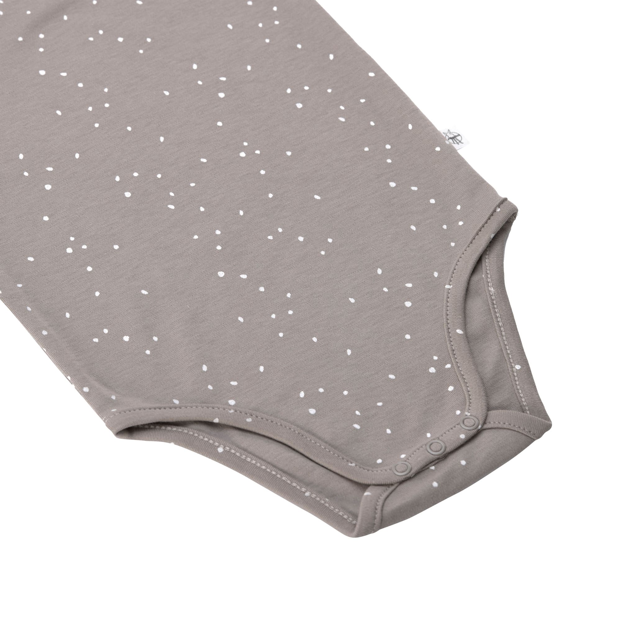 Baby Body kurzarm - Bio Baumwolle, Punkte, Taupe
