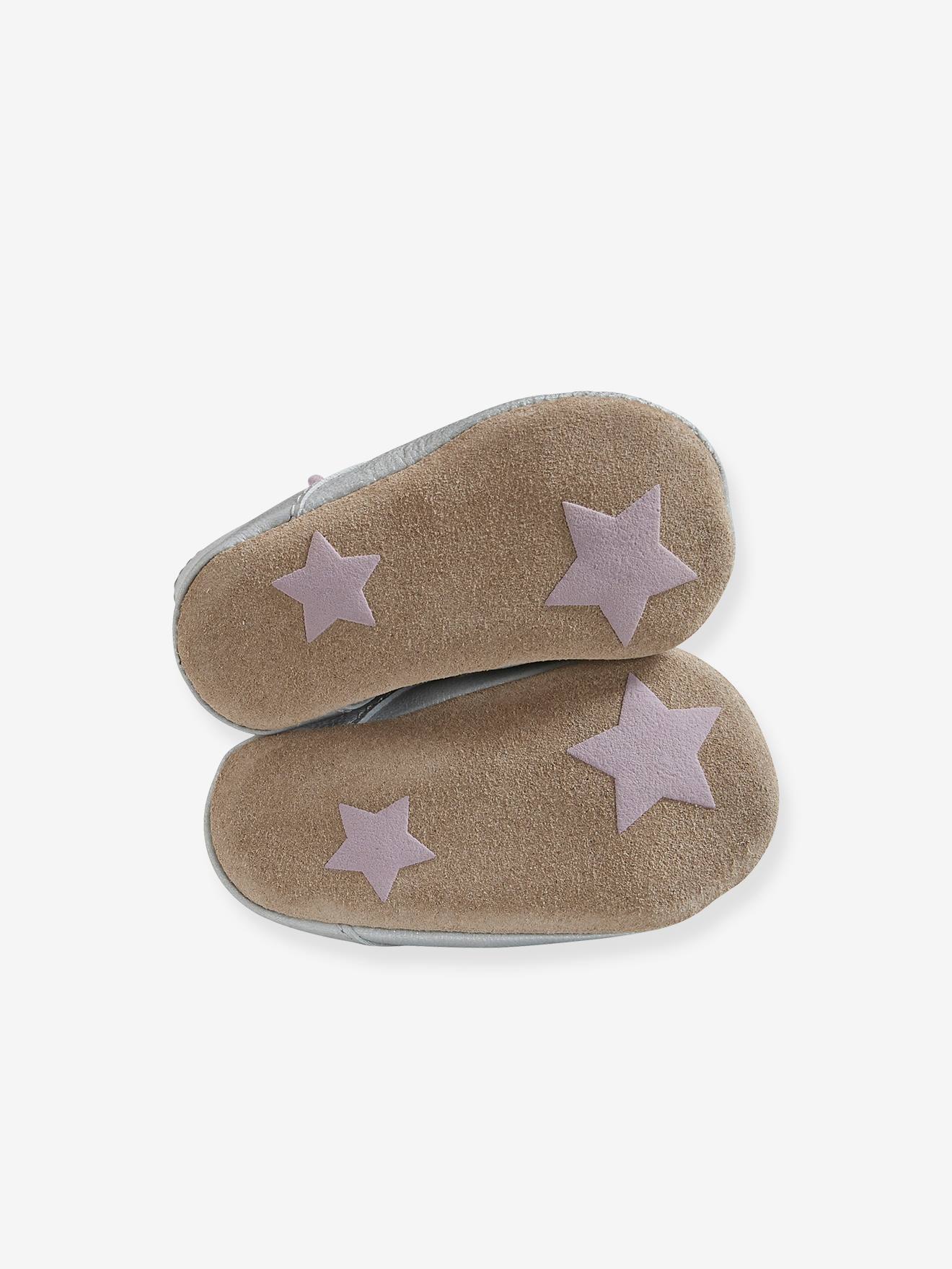 Chaussons de parc cuir souple bébé fille light gold