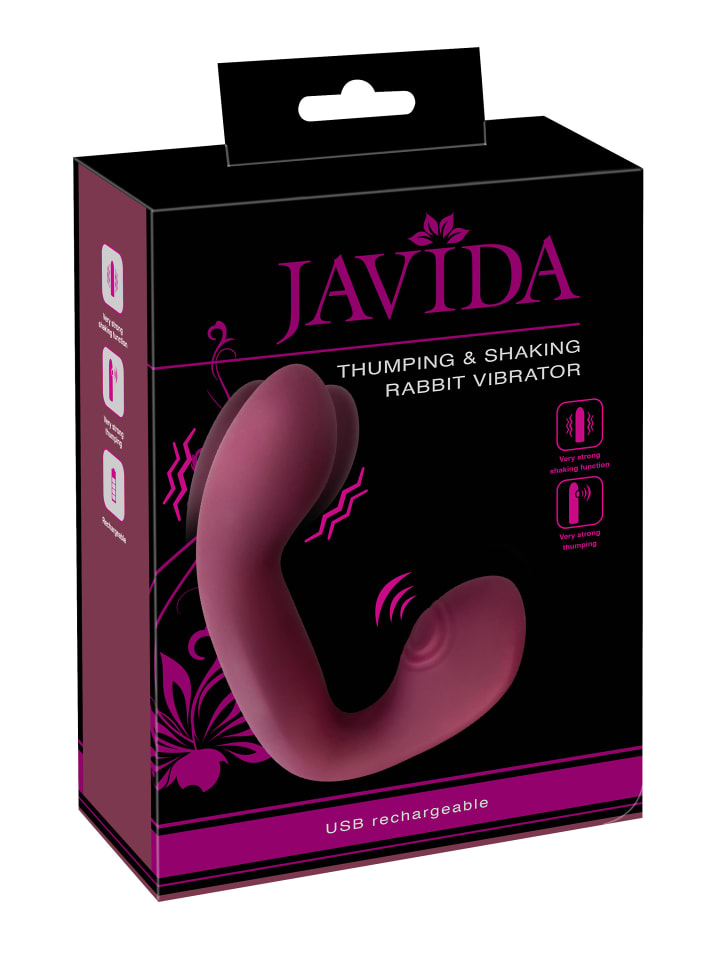 Javida Vibrator Thumping & Shaking Rabbit Vibrator in rot günstig kaufen 17 cm
