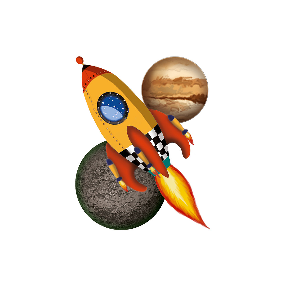 Mini-Tattoos Rakete & Planeten, 24 Stück