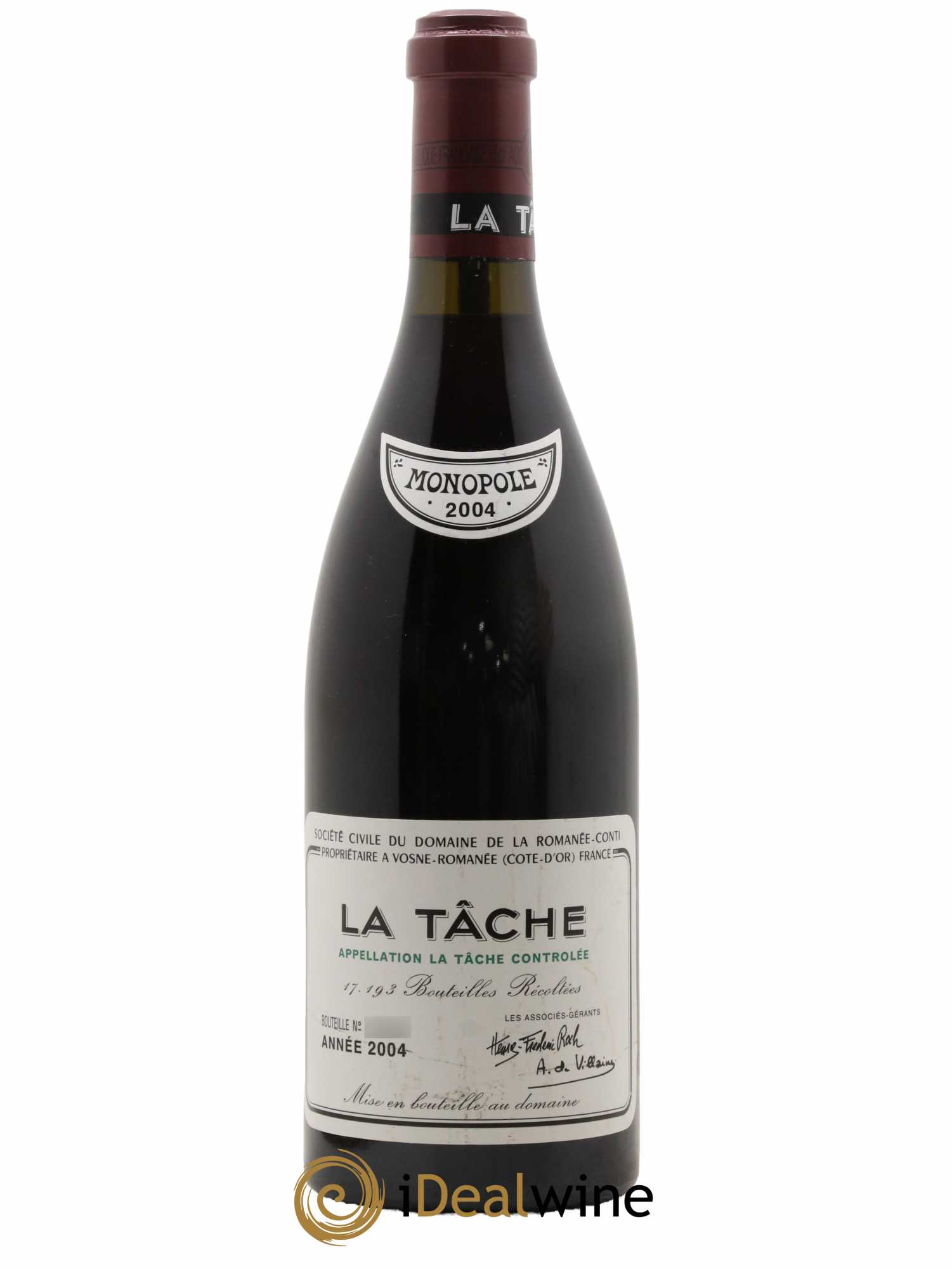 La Tâche Grand Cru Domaine de la Romanée-Conti  2004 - Lot de 1 Bouteille