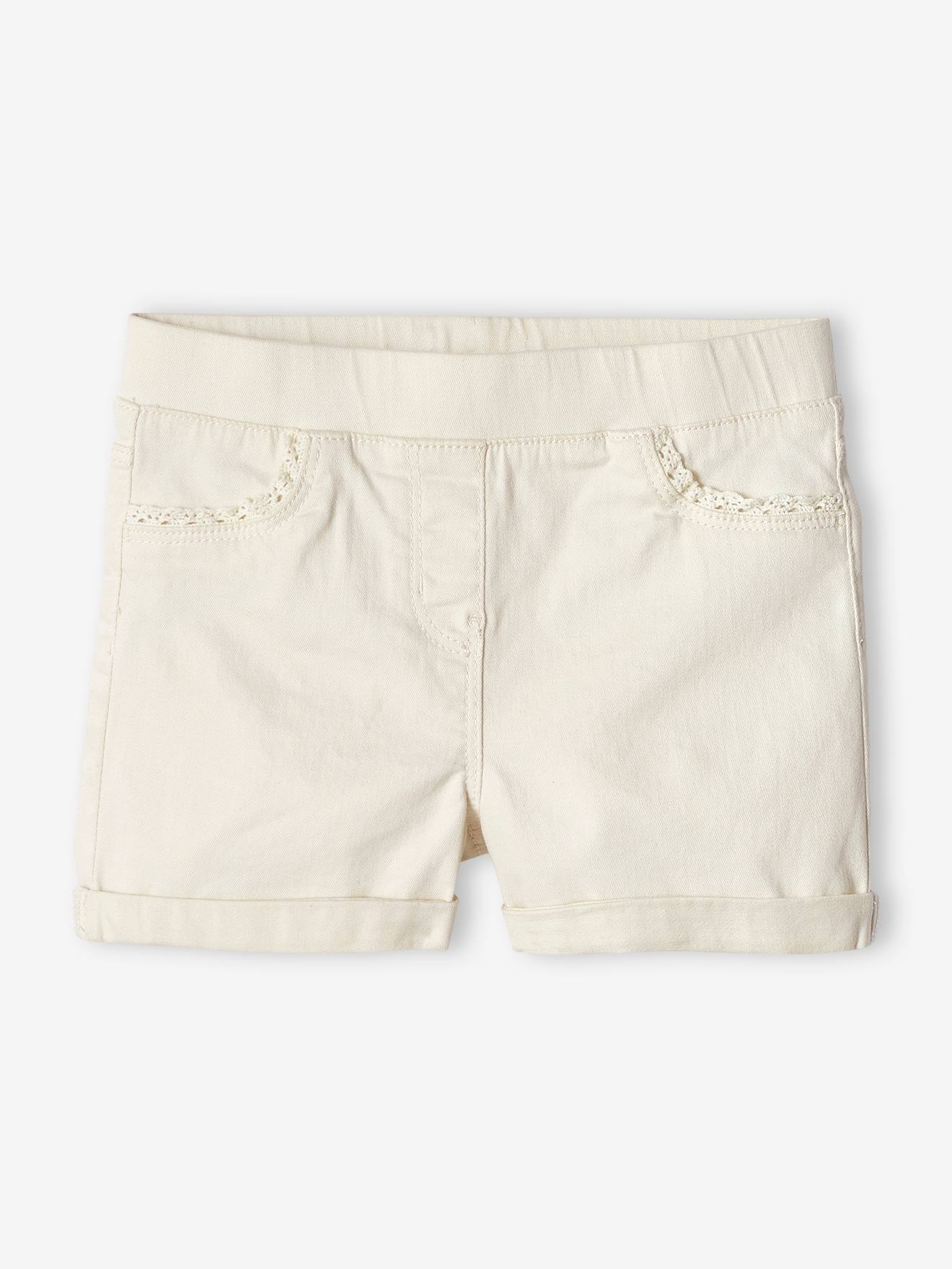 Short tregging Basics fille détail en macramé abricot poudré