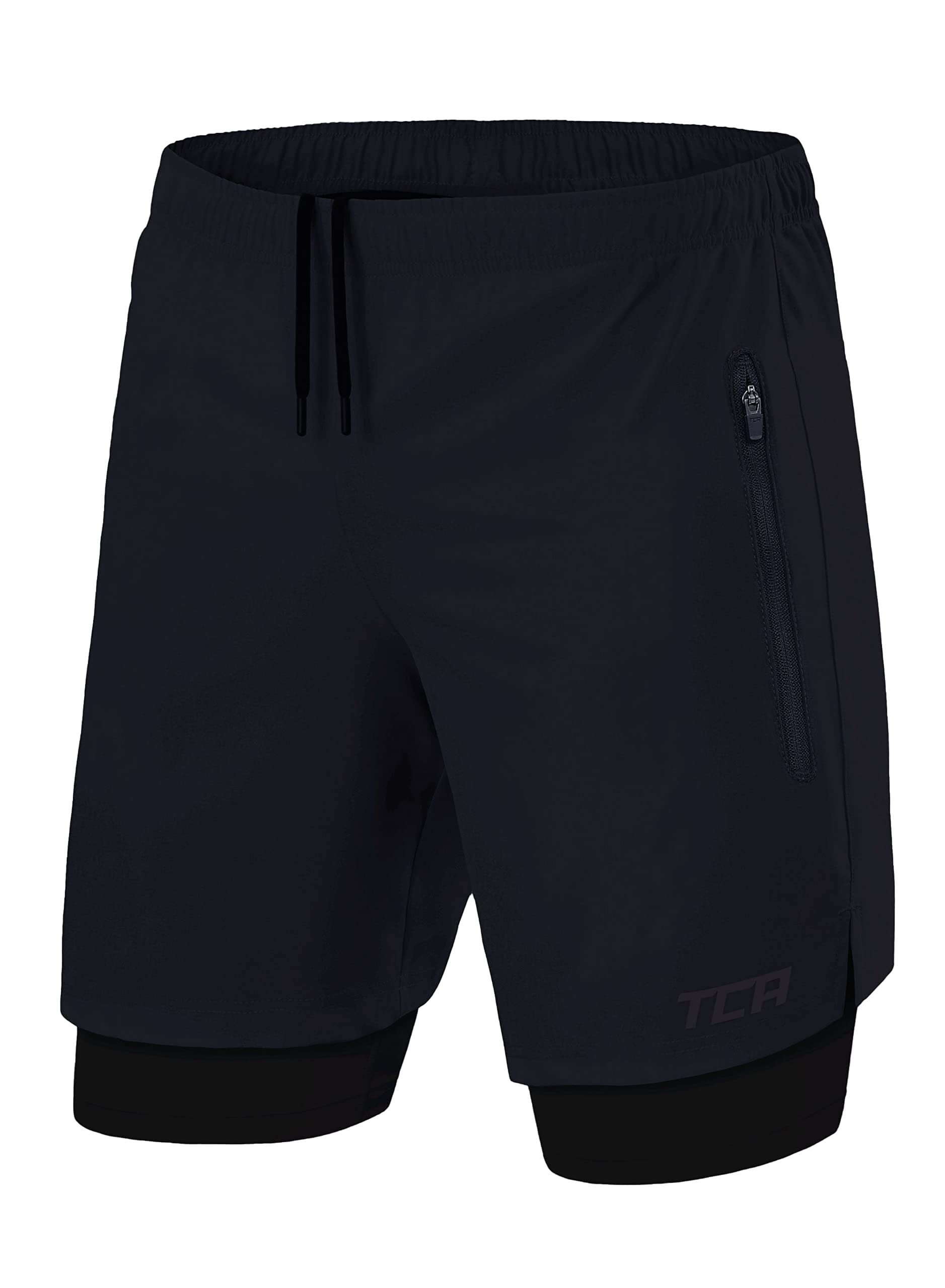 TCA Trainingsshorts TCA Herren 2-in-1 Laufhose - Dunkelblau/Schwarz (M)