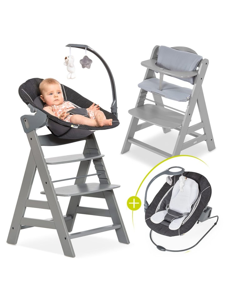 Hauck Alpha Plus Grau Newborn Set Deluxe - 4-tlg. Hochstuhl in grau günstig kaufen onesize