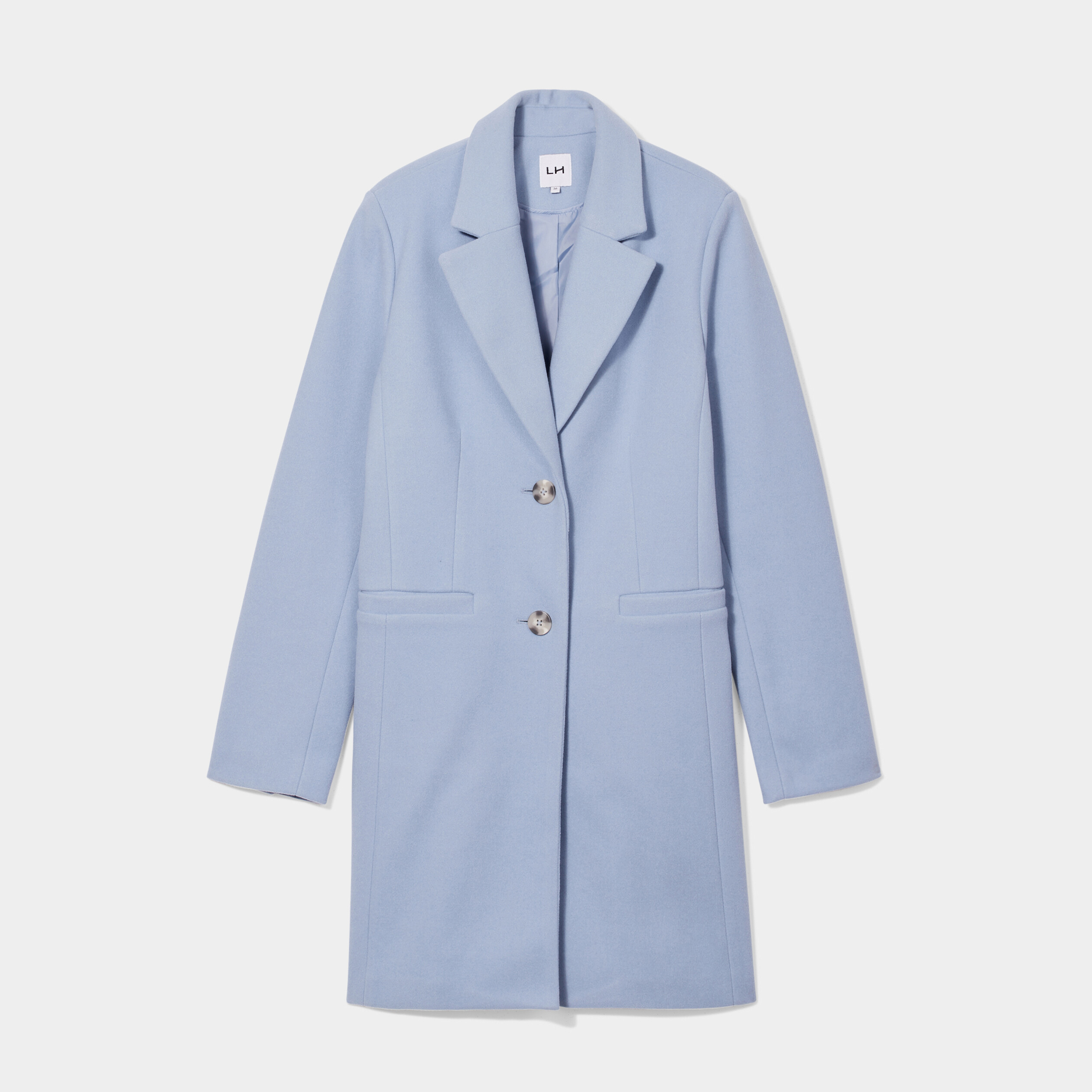 Manteau doublé long droit boutonné bleu gris femme | La Halle