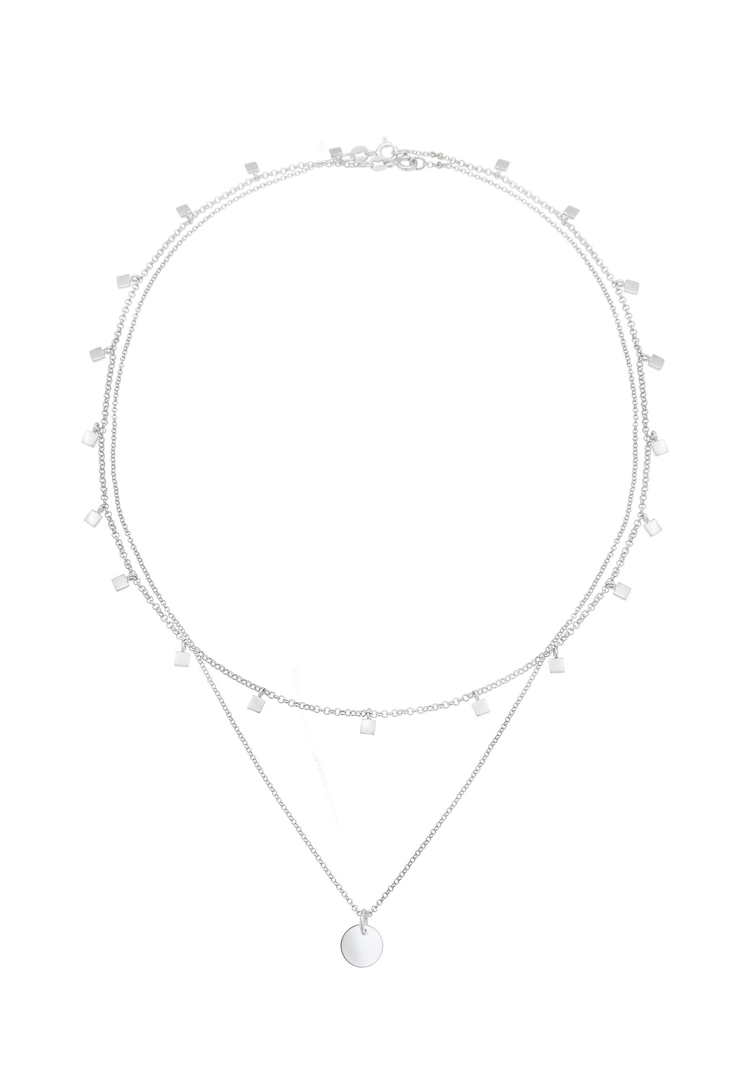 Set de coliere Elli pentru femei, placă stratificată, aspect geometric, din argint 925