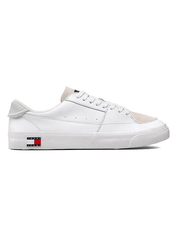 Tommy Hilfiger Shoes Leder-Sneakers in Weiß/ Beige günstig kaufen