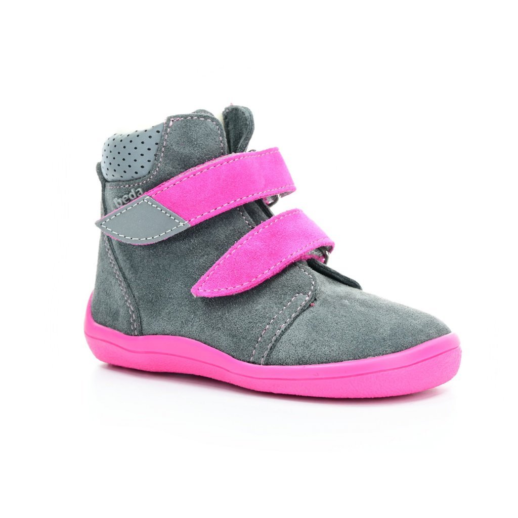 Beda Isabel mit Membran (BF 0004/W/MK/Fell) graue Winter-Barfußstiefeletten