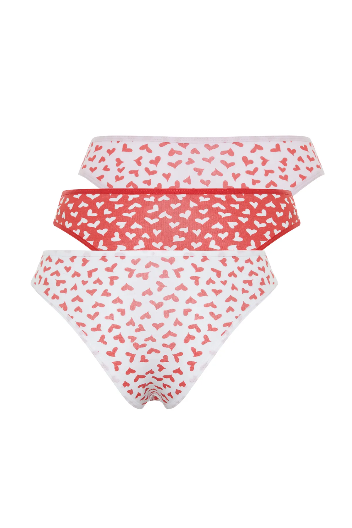 Trendyol Collection  Rot-Mehrfarbige brasilianische Strickhöschen aus Baumwolle im 3er-Pack THMAW24KU00010