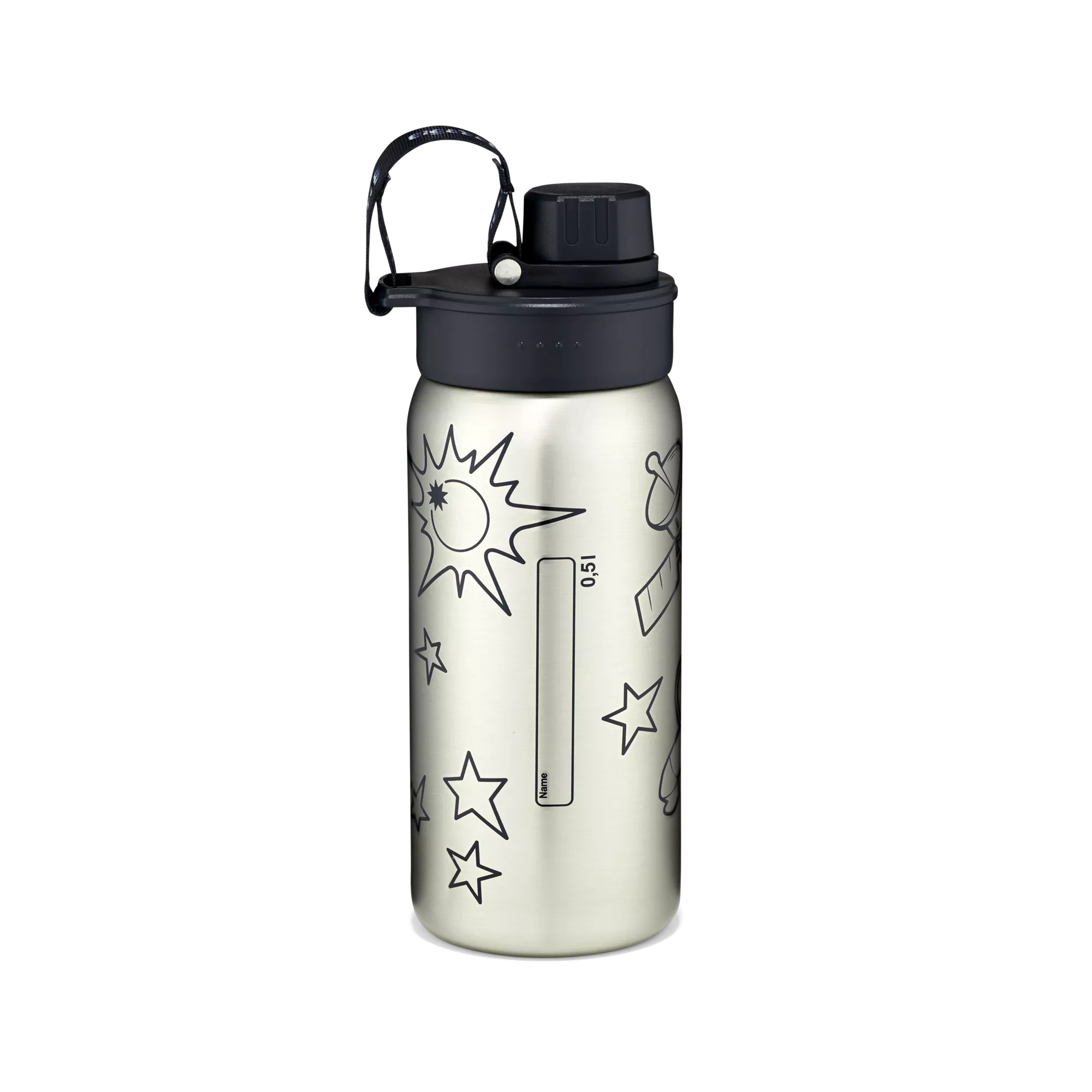 ergobag Edelstahl Trinkflasche Schwarz