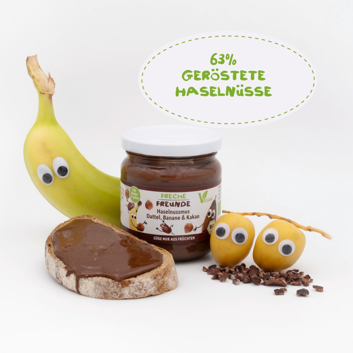 Haselnussmus Datteln, Banane & Kakao, ab 3 Jahren, 180 g