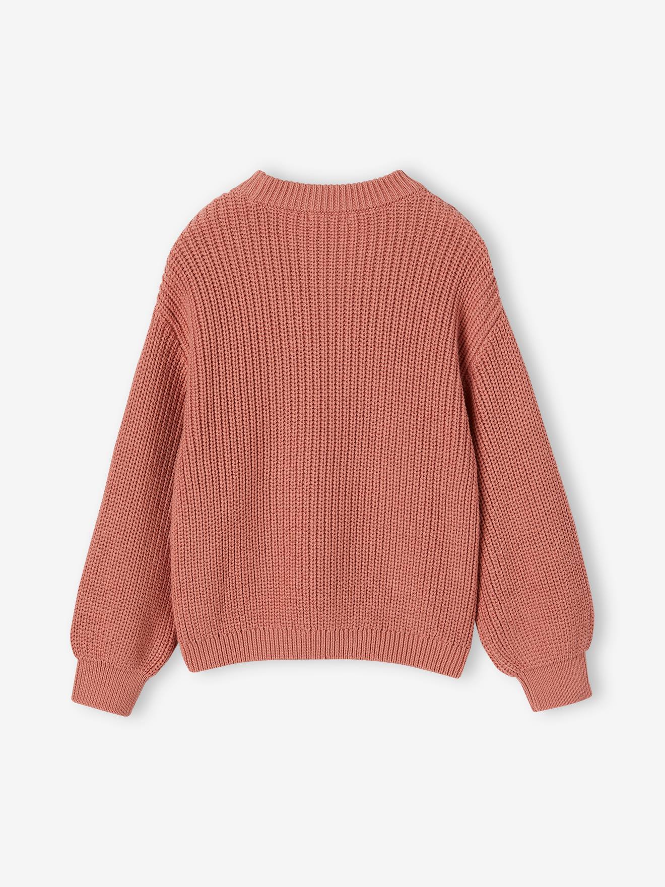 Vertbaudet Mädchen Pullover aus Rippstrick Oeko-Tex - koralle