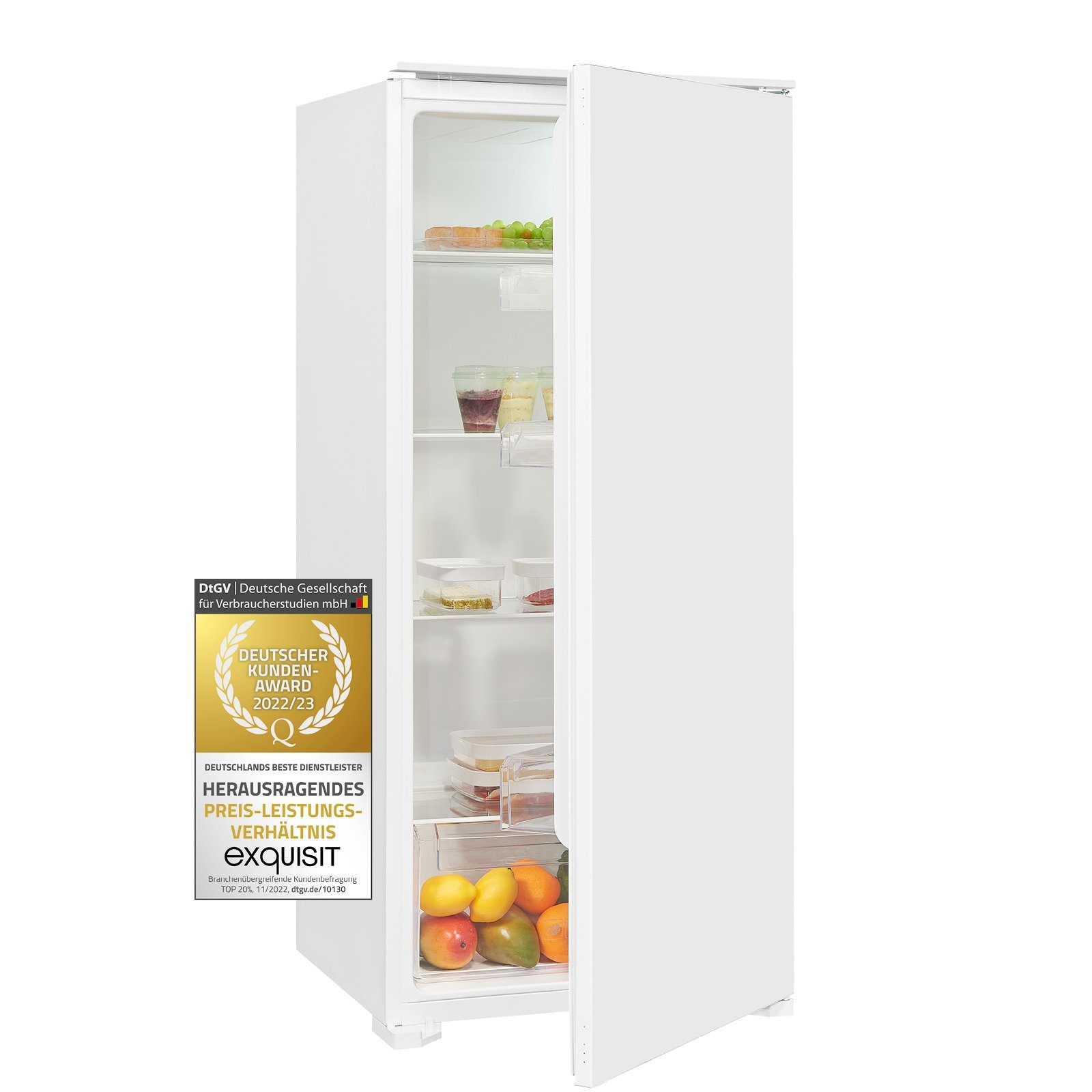 exquisit Einbaukühlschrank EKS201-V-E-040F, 122.7 cm hoch, 54 cm breit, mit elektronischer Steuerung & Super-Kühl-Modus