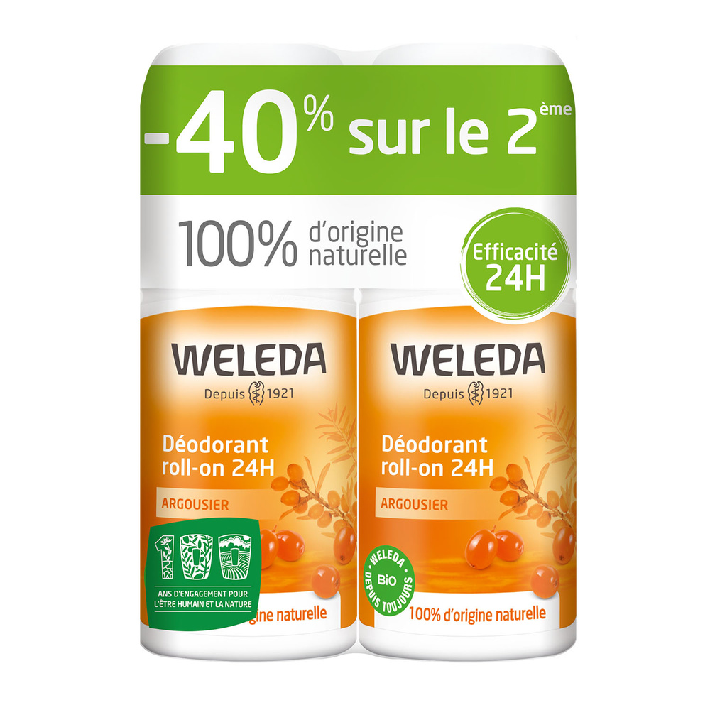 WELEDA Duo Déodorant roll-on 24H Argousier - 2x 50 ml Hygiène