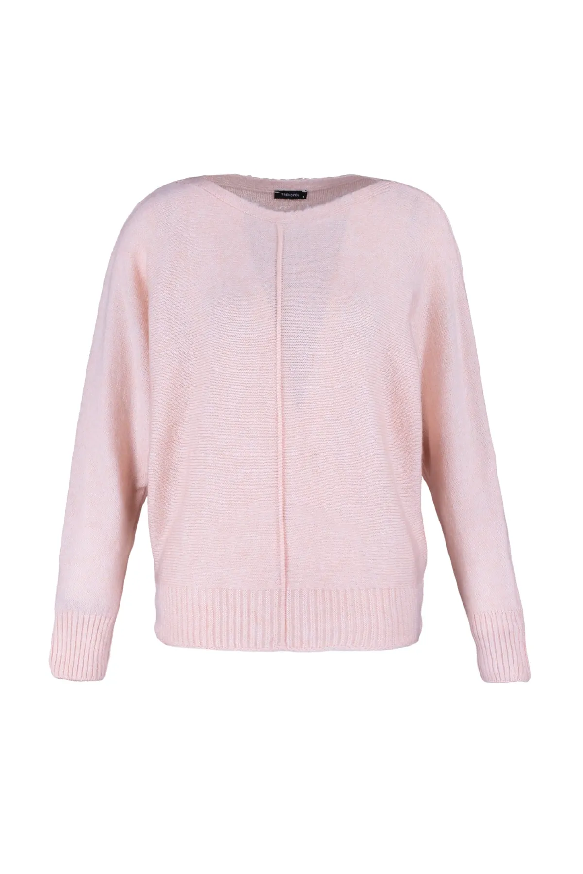 Trendyol Collection  Puderfarbener, gerippter Oversize-Strickpullover aus Wolle TWOAW23KZ01614