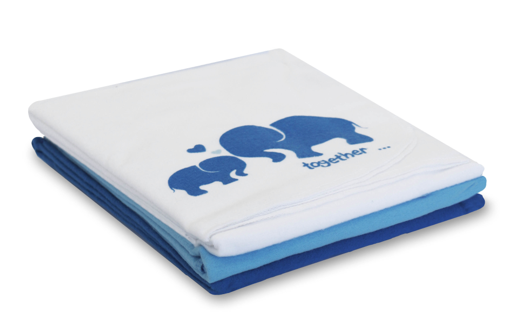 Moltonwindeln Elefant blau 3-teilig