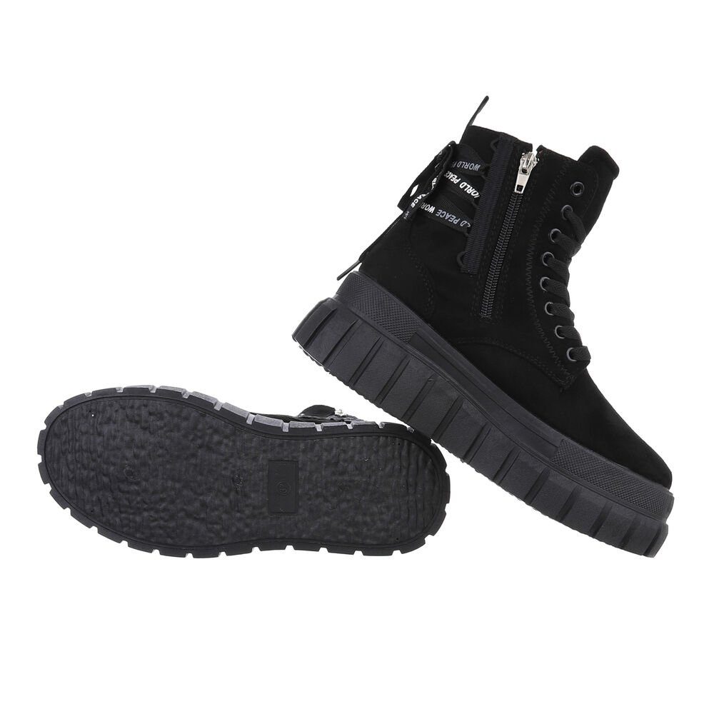 Ital-Design Damen Schnürschuhe Freizeit Schnürstiefelette