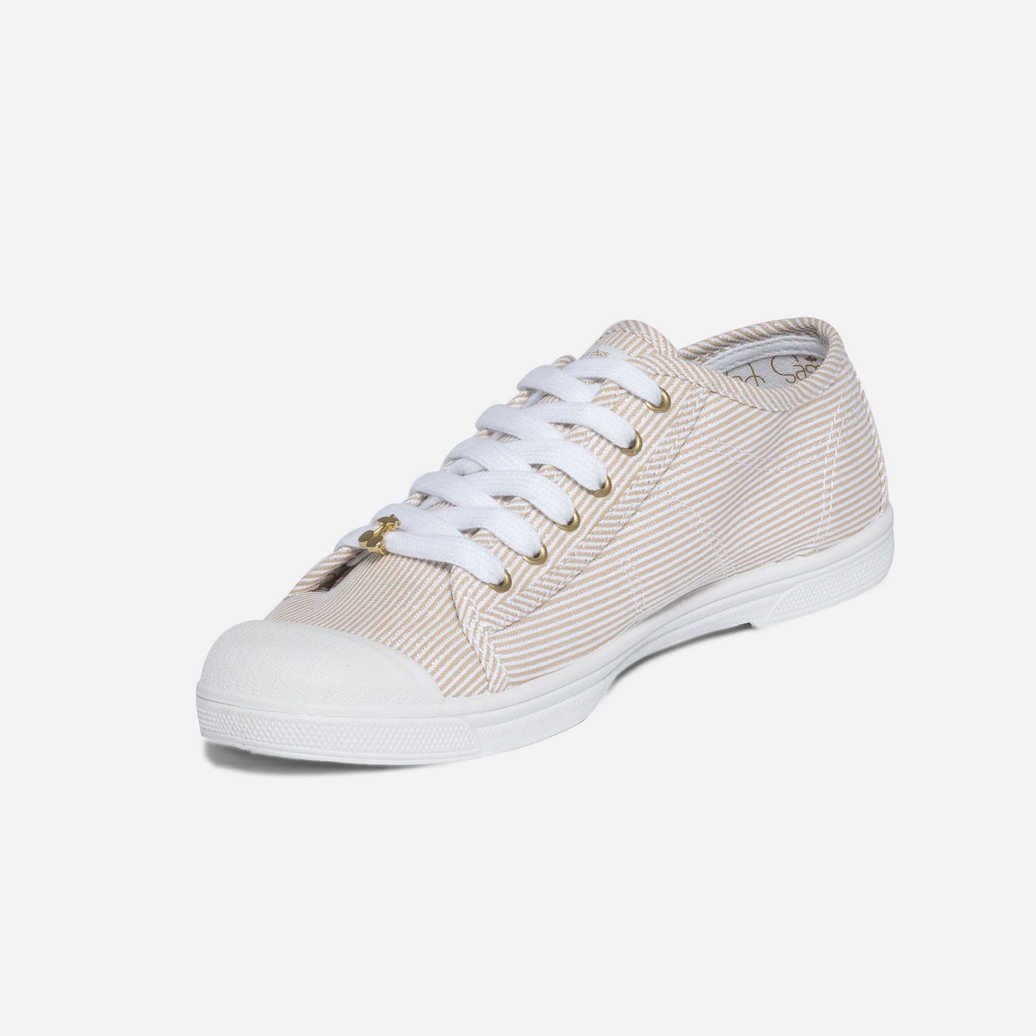 Tennis LE TEMPS DES CERISES beige rayée blanc et argent