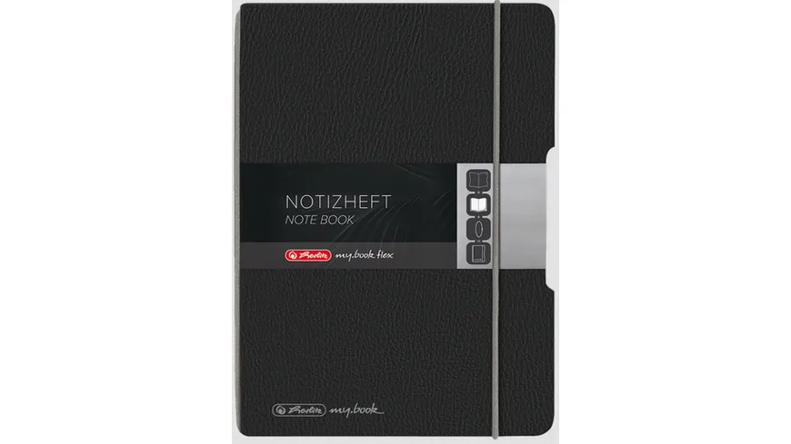 herlitz my.book flex Notizbuch Lederoptik A6 40 Blatt punktiert schwarz