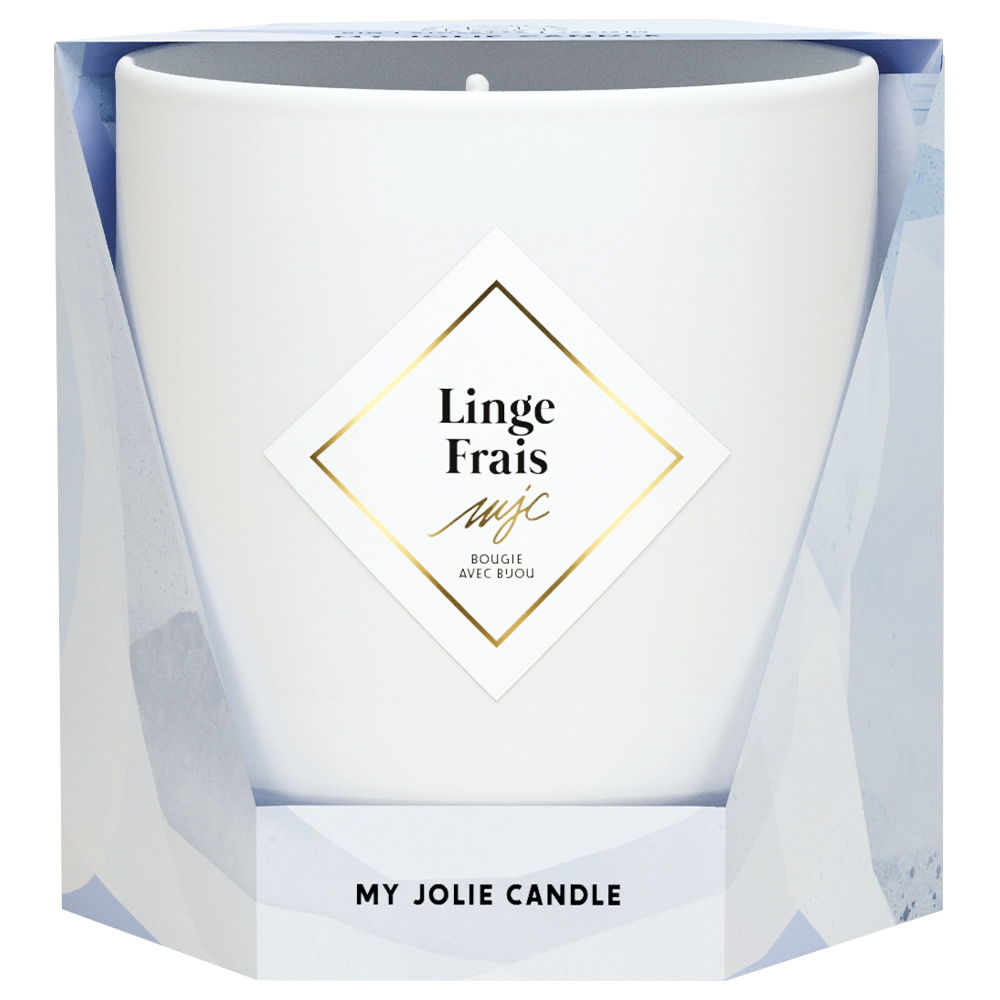 my jolie candle Bougie collier or bille beige linge frais Bougie