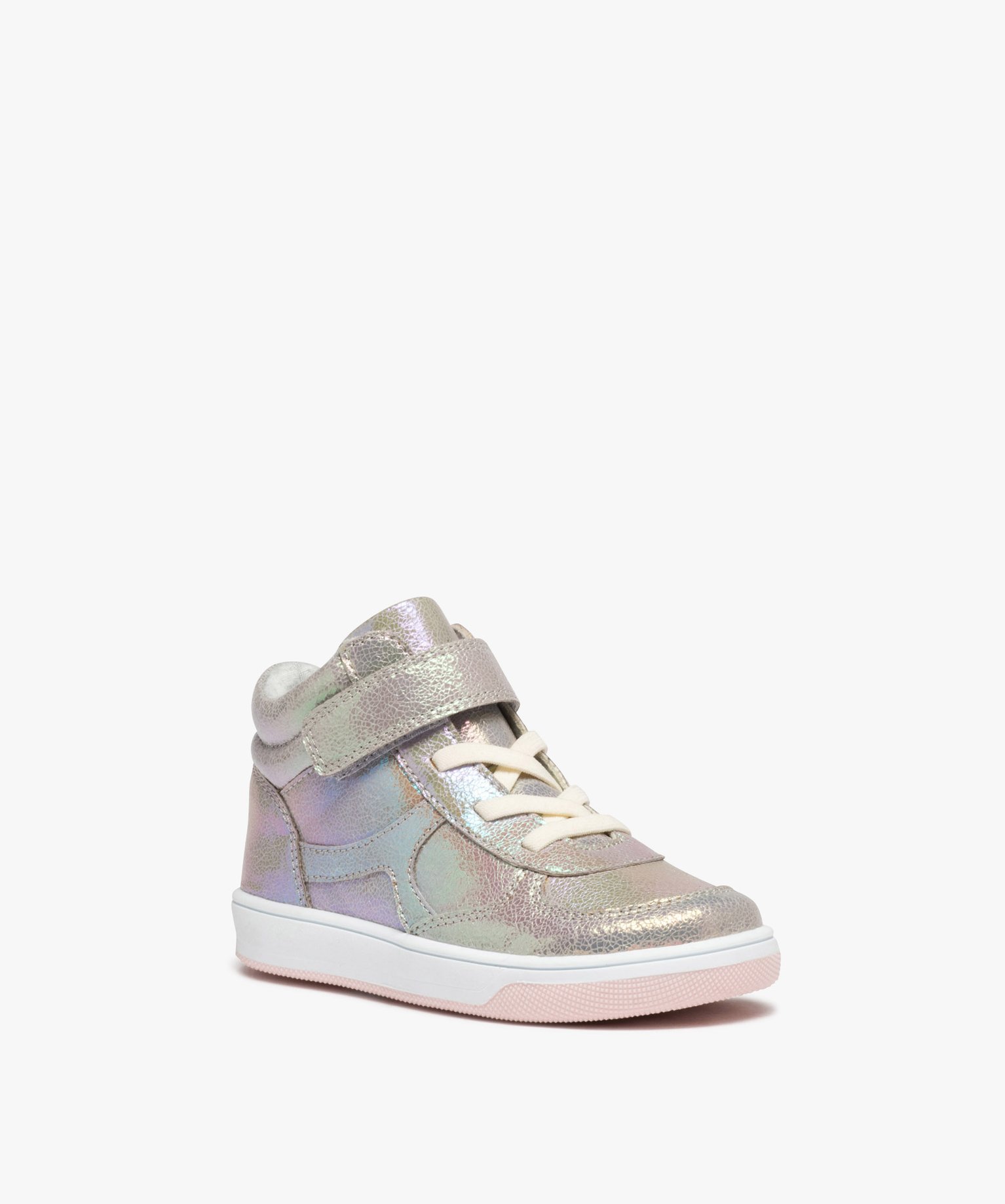 Baskets mid-cut fille avec dessus irisé et fermeture scratch argent | GEMO