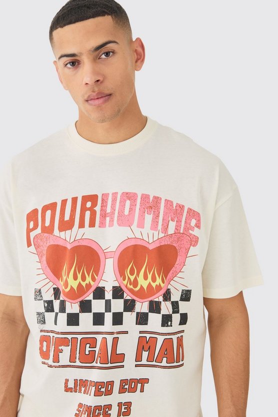 Oversize T-Shirt mit Moto Herz-Print