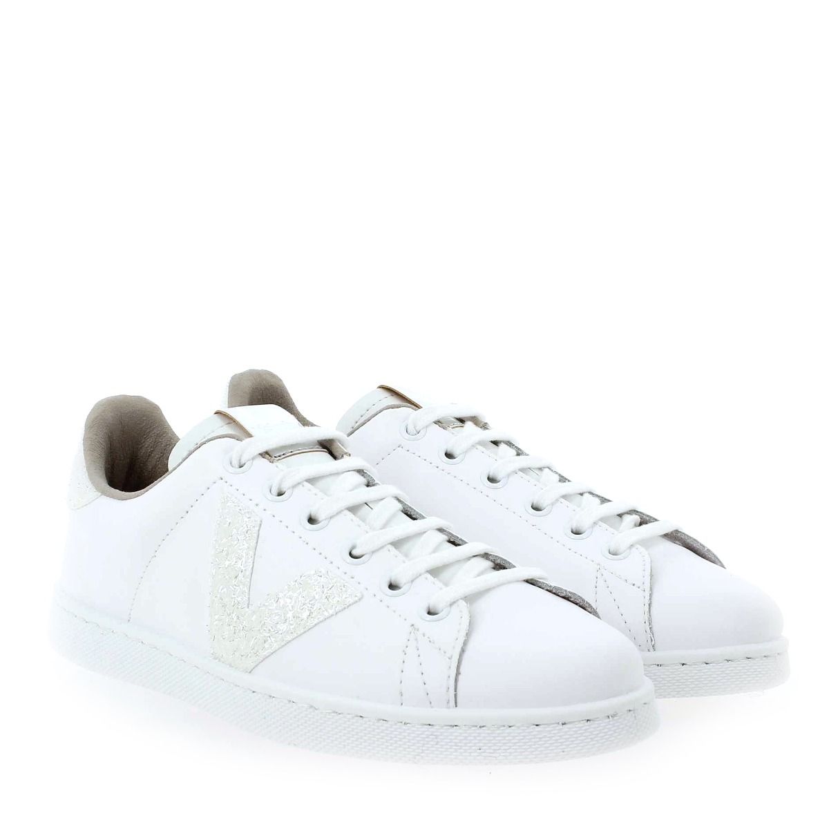 Victoria  1125188 TENIS PIEL VIRUTAS GLITTER - Blanc