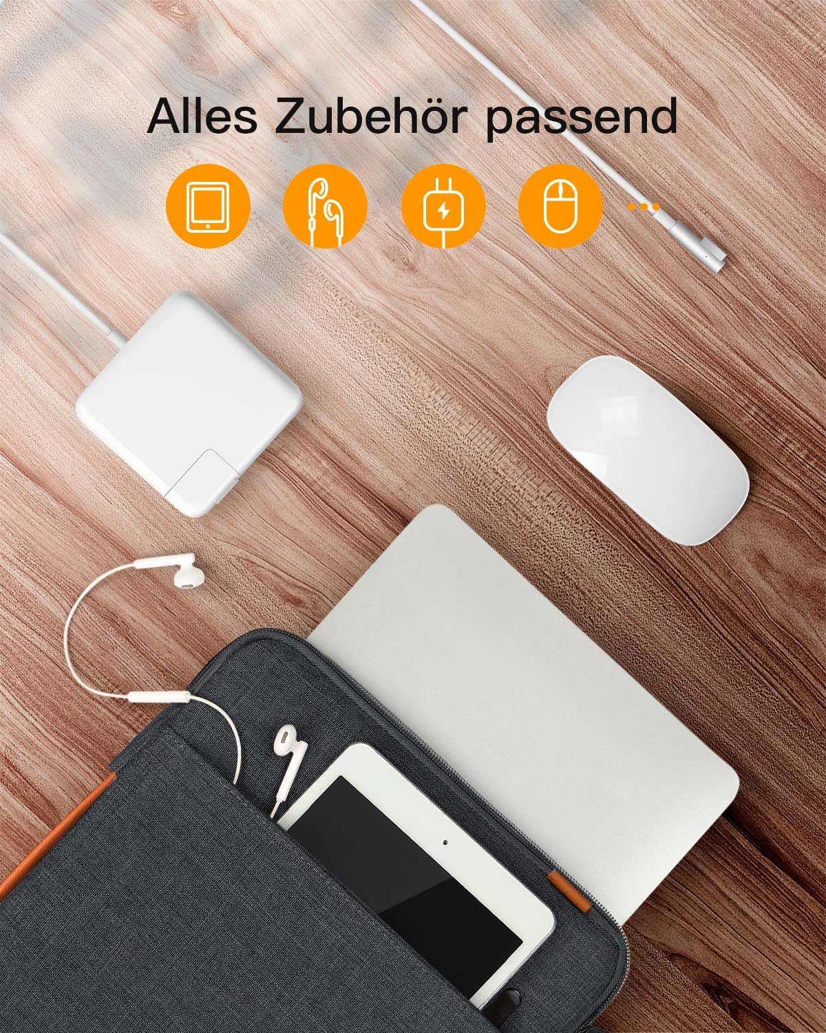 Inateck Laptop-Hülle 360° Rundumschutz für 13-14 Zoll MacBook Air/Pro M3 M2 M1
