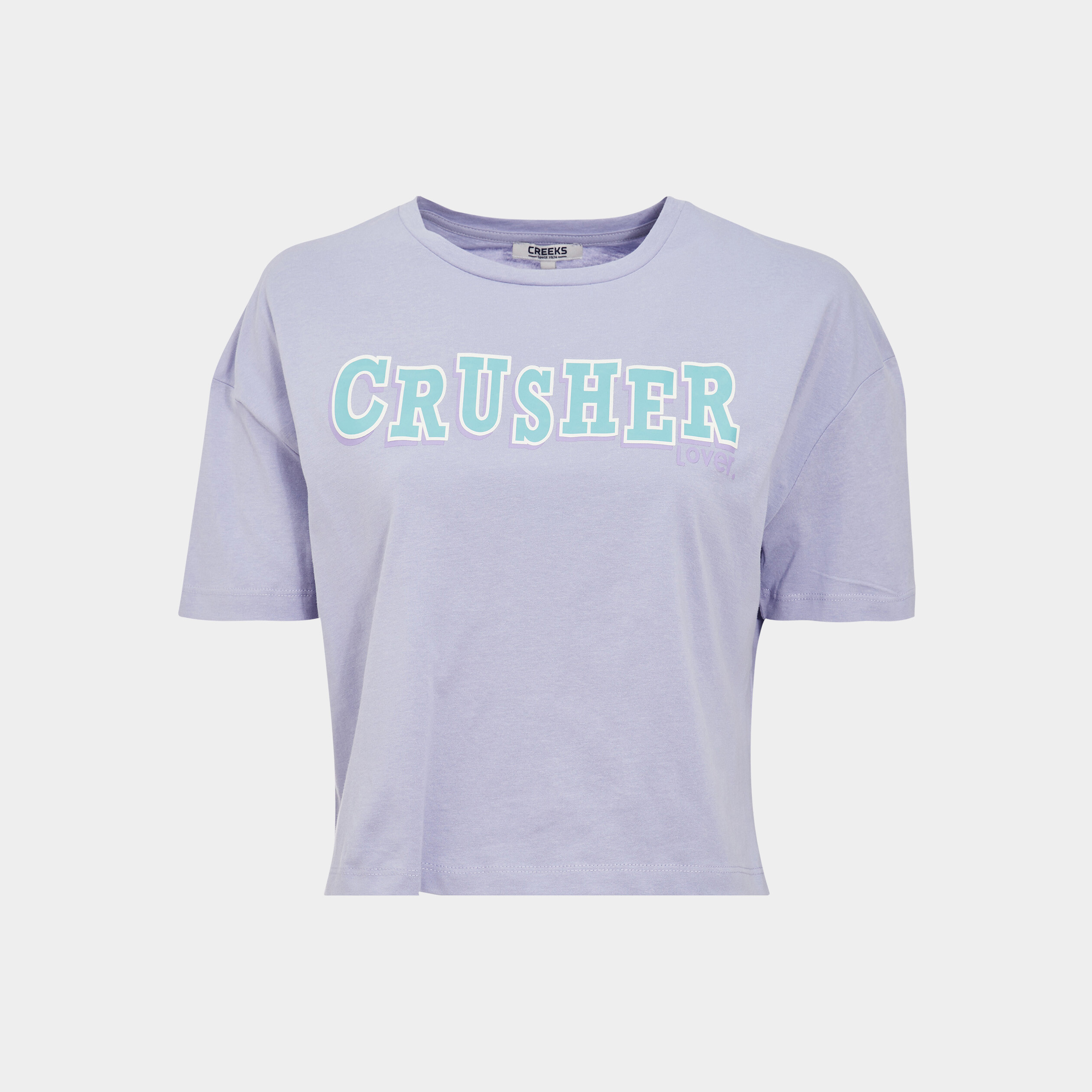 T-shirt cropped oversize Creeks mauve femme | La Halle