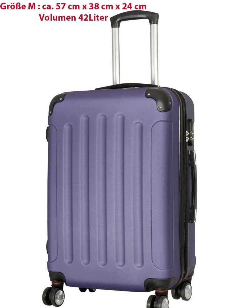 MONOPOL® Hartschalen-Trolley Hartschalen-Trolley Reisekoffer ABS Hartschalenkoffer, Hartschale & 4x Doppelrollen & Teleskopgriff