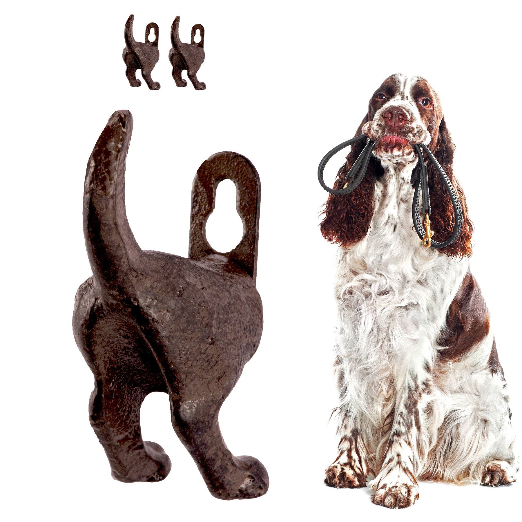 BigDean Wandhaken 2er Set Garderobenhaken Fifi − Hundehaken Hund Gusseisen Haken Hundepopo − Garderobe für Hundeleinen, Schlüssel & Kleidung, (2-St)