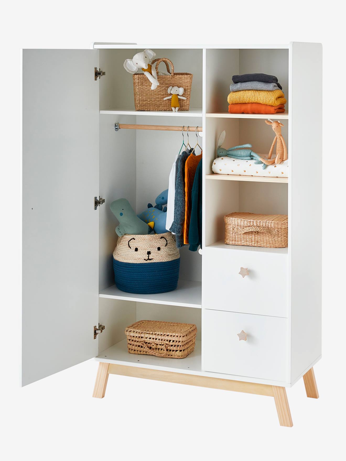 Vertbaudet Kinderzimmer Schrank GROßER BÄR - weiß/natur