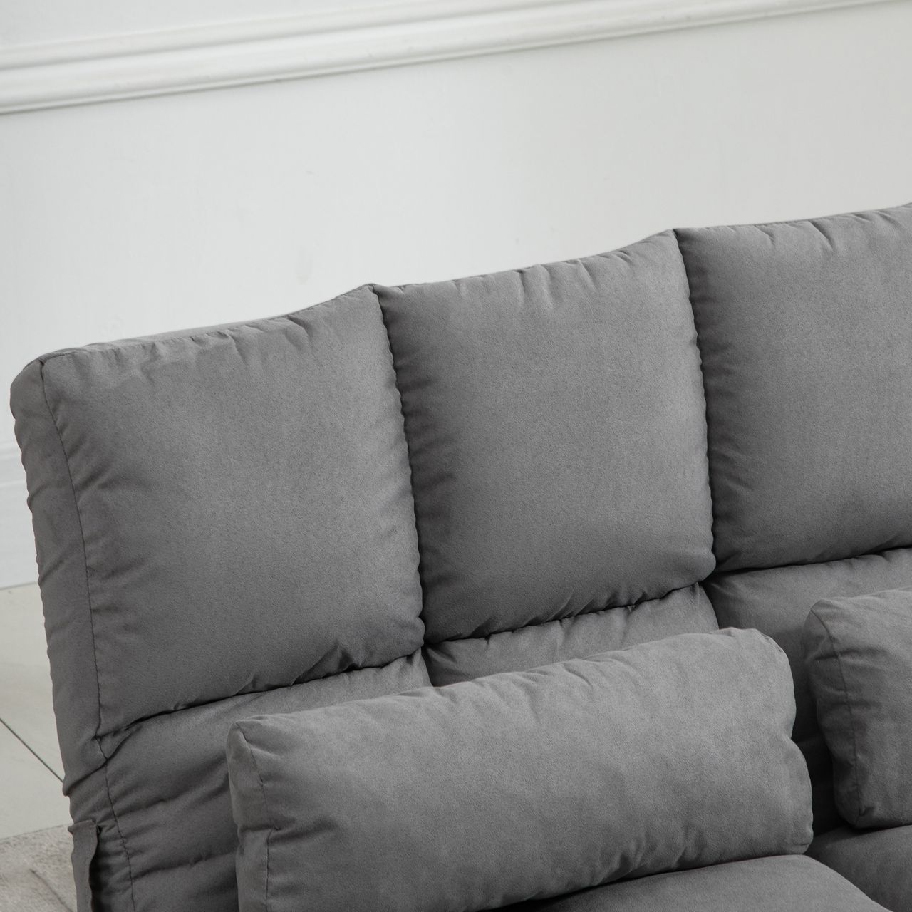 HOMCOM Bodenstuhl 2-in-1 Bodensessel Bett mit Rückenlehne Verstellbar Grau