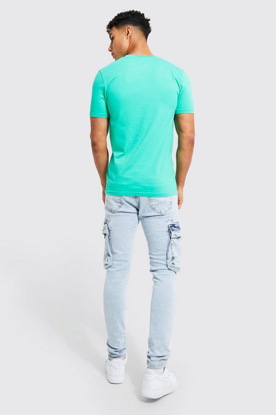 Skinny Stretch Cargo-Jeans mit 3D-Taschen