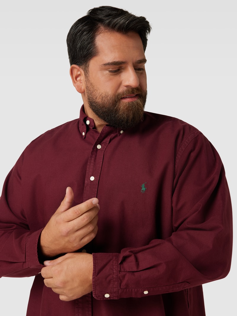 PLUS SIZE Freizeithemd mit Label-Stitching in bordeaux rot
