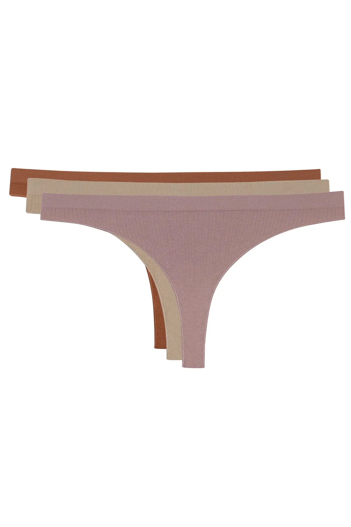 LOS OJOS  3-teiliges, geripptes, nahtloses Tanga-Höschen, 3 x Tanga