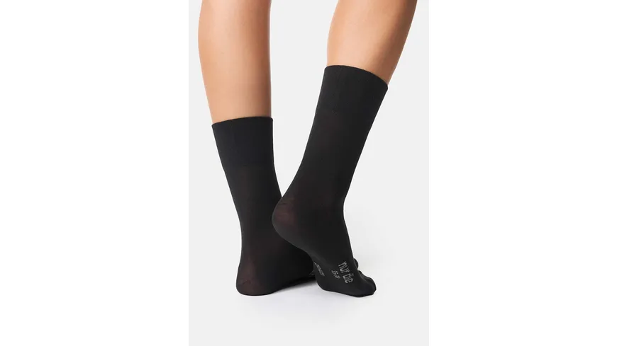NUR DIE Damen Socken Feine Baumwolle Komfort 940 schwarz