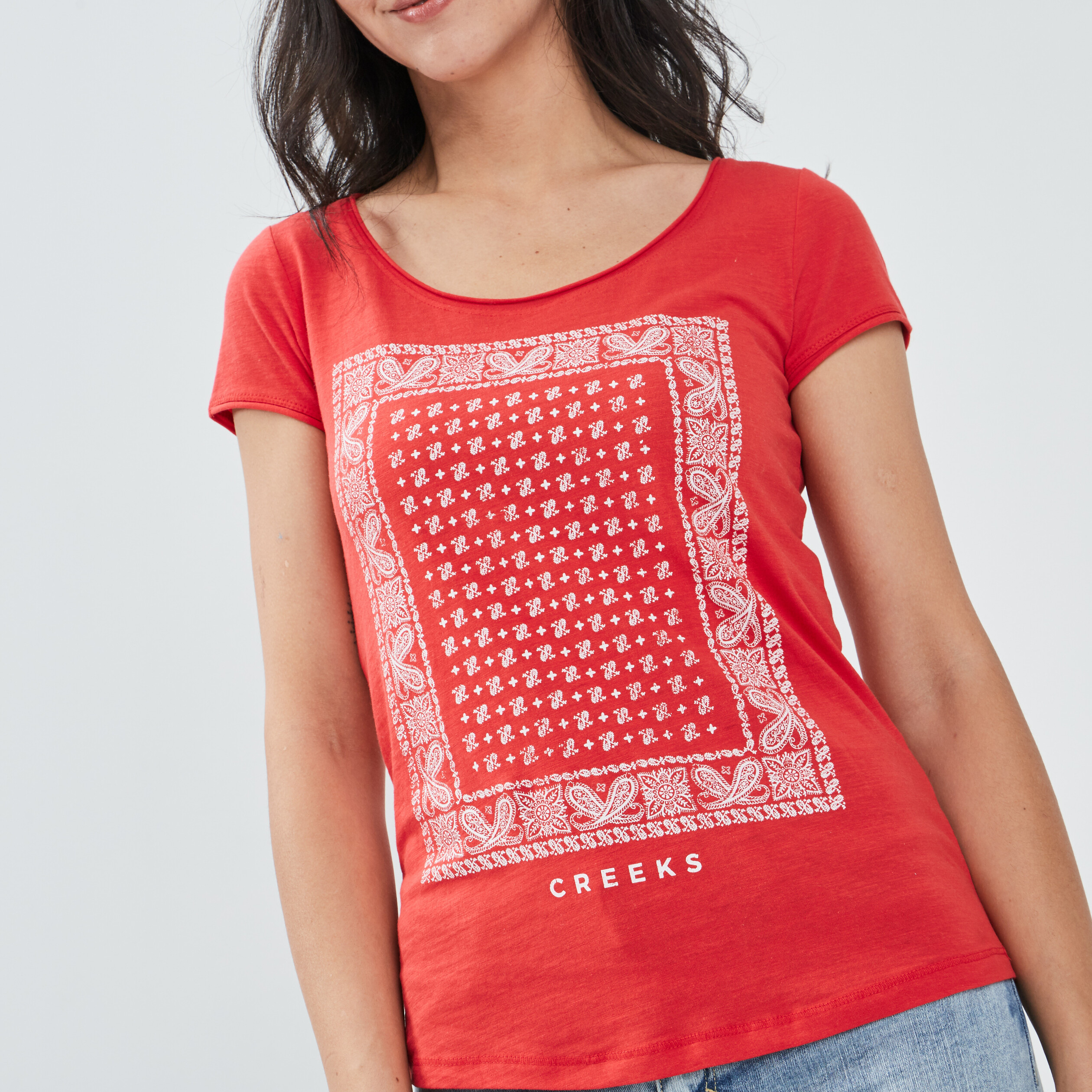 T-shirt manches courtes Creeks rouge femme | La Halle